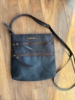 Estalon Women's Dark Brown Leather Crossbody Bag11x11